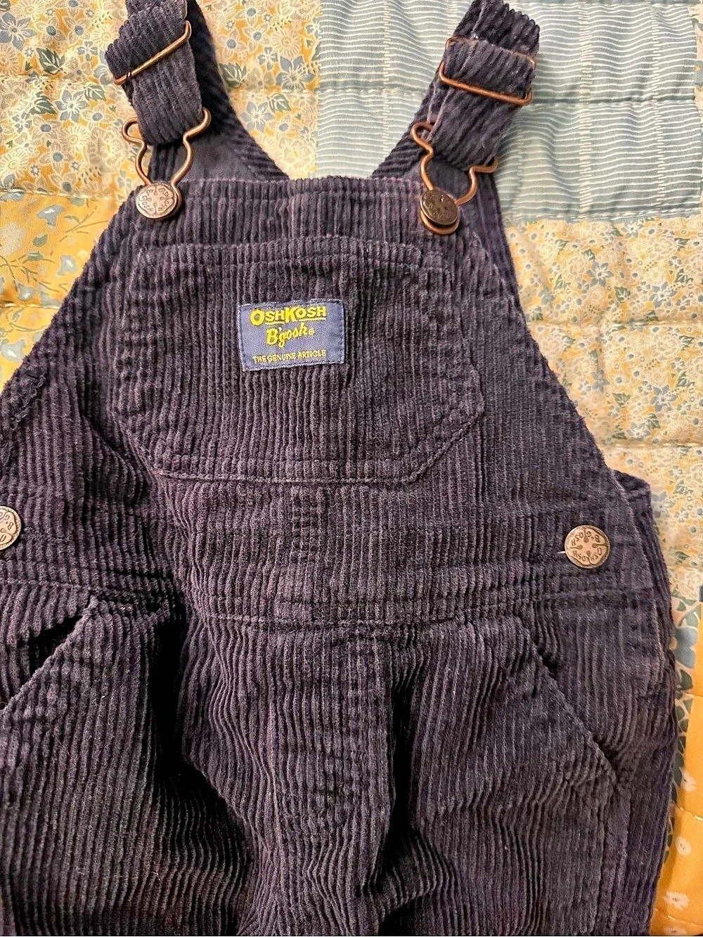 OshKosh B'gosh Velvet Baby Black Corduroy Overalls 12M